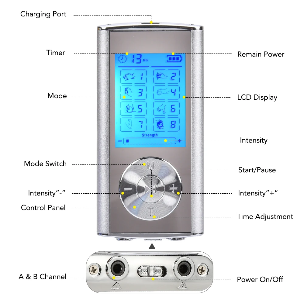 Electronic Pulse Muscle Stimulation Massager EMS Machine Tens Unit Meridian Therapy Instrument Portable Household Body Massager