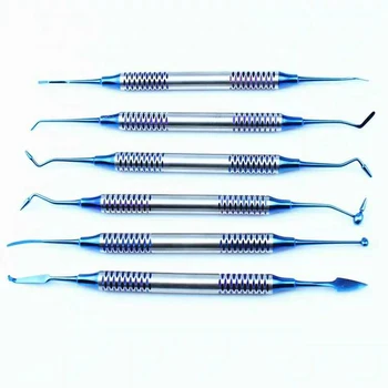 

6Pcs/set Dental Composite Resin Filling Spatula Titanium plated Head Resin Filler Set thick handle Restoration Orthodontic Care