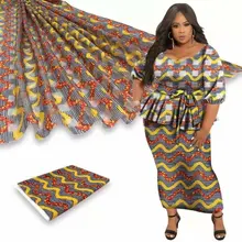 Африканская восковая ткань с цифровой печатью шелковая органза материал с лентой набор шелковой ткани для женского платья 3+ 3 ярдов