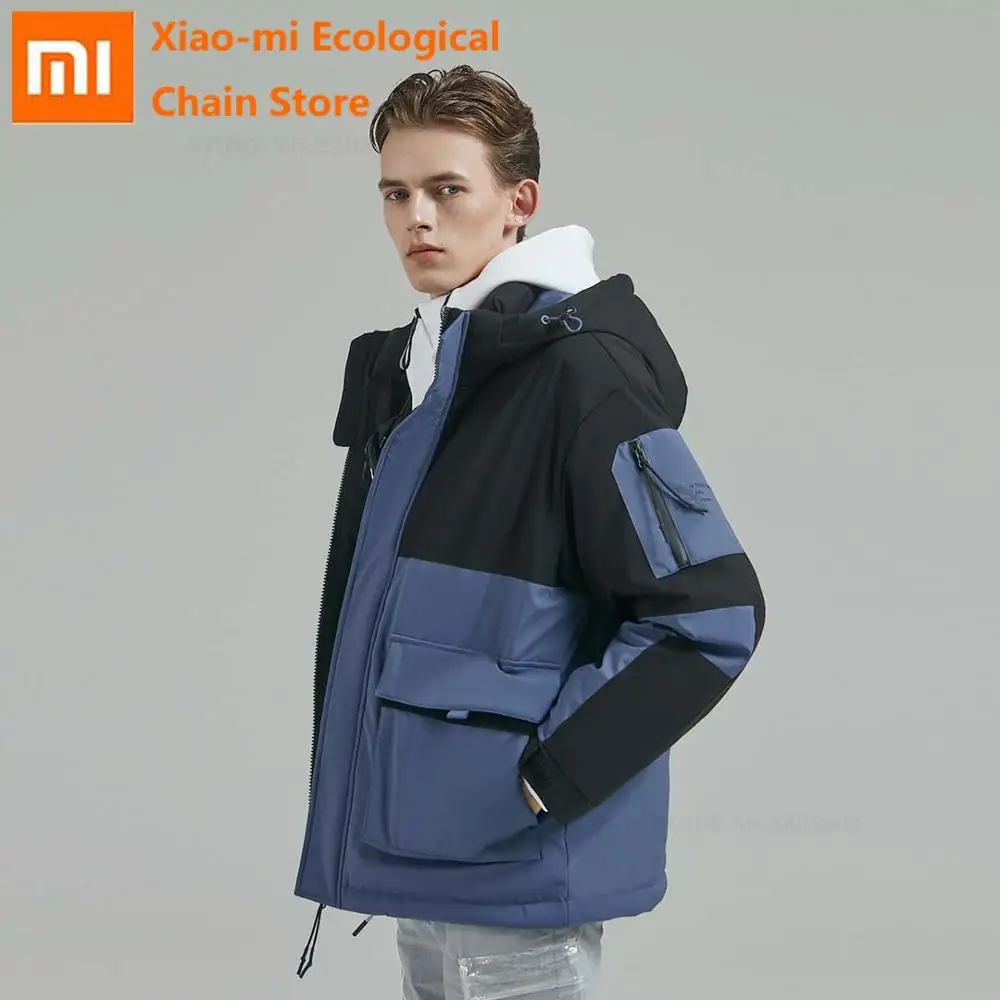 Xiaomi 90 points, мужской пуховик с капюшоном, 90% белый утиный пух, 4 цвета, водонепроницаемая мужская хлопковая верхняя одежда, куртка, Мужское пальто