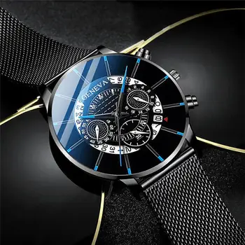 

Montre Homme Classic Blue Stainless Steel Mesh Belt Men Watch Fine Strap Quartz Watch Fashion Business Analog Clock Uhren Herren