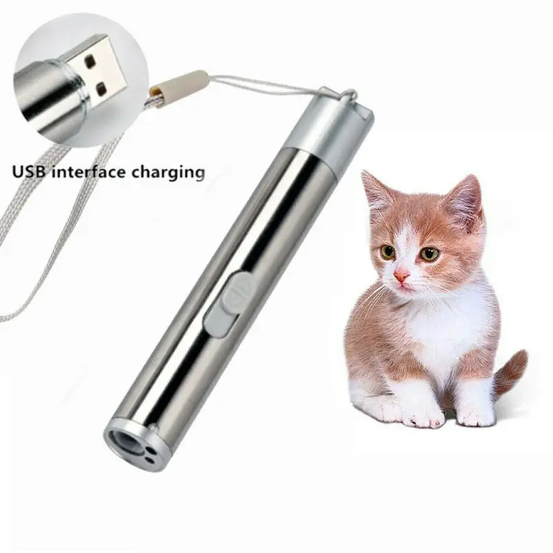 Мини Водонепроницаемый 3 в 1 USB перезарядка светодиодный светильник фонарь Мини красная лазерная указка ручка питомец игрушка-тизер для кошек
