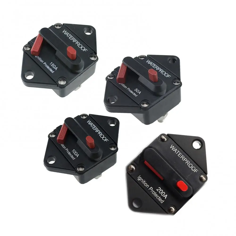50 100 150 200A Car Vehicle Circuit Breaker 12 24V Fuse Manual Reset Audio In-Line Automatic Recovery