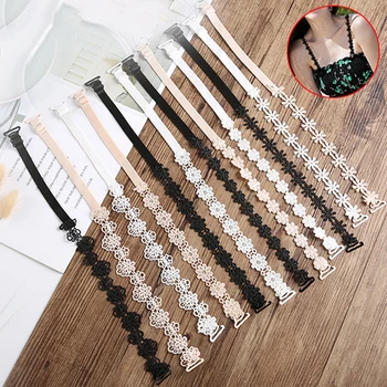 

1Pair Sexy Lace Bra Straps Hollow Elastic Double-Shoulder Belts Adjustable Non-Slip Buckle Holder Strap For Bras