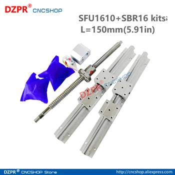 

CNC Parts Set SFU1610 150mm 5.91in + SBR16 150mm Rail SBR16UU block BK12/BF12 End Support+RM1610 Nut bracket 8mm*10mm coupler