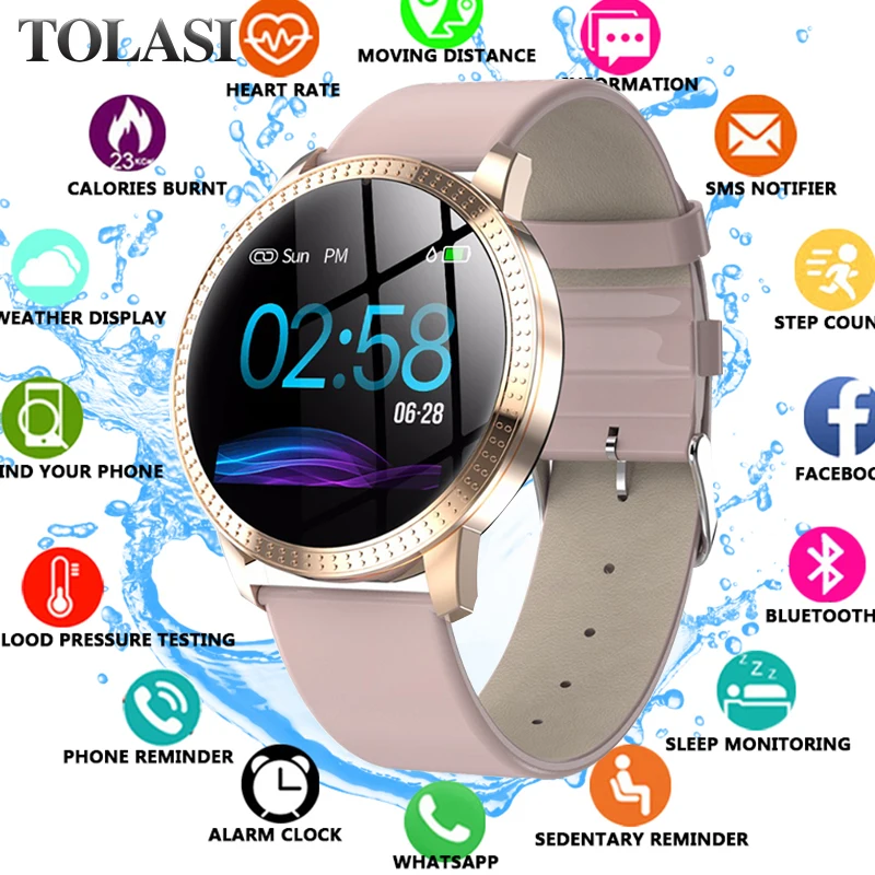 

New Tempered Glass Smart Watch Blood Pressure Heart Rate Monitor Fitness Tracker Smartwatch connect Android Iphone 6 7 8 Watch