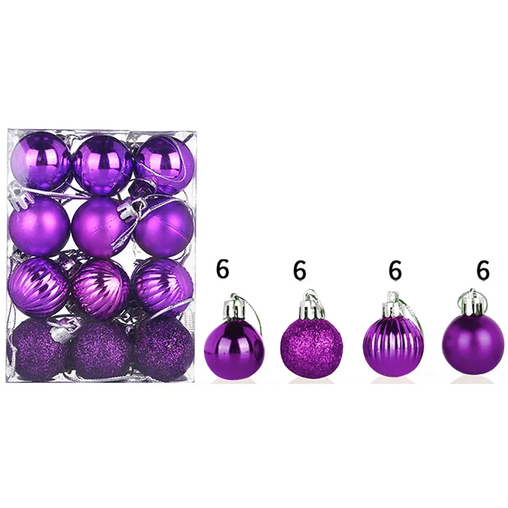 Christmas Balls Christmas Tree Ornaments 30mm Christmas Xmas Tree Ball Bauble Hanging Home Party Ornament Decor 24PC#37 - Цвет: as the photo show