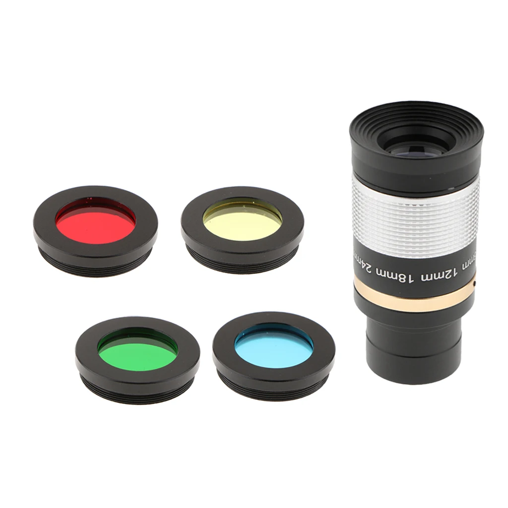 1.25'' 31.7mm 8-24mm  Eyepiece Multi Coated Optic Lens for Telescope Skywatcher Astronomy + 4 Pcs Lens Color Filter Set