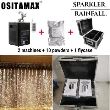 

2+flycase+10 powders 400w Cold Firework Spark Machine Stage Fireworks Sparklers Waterfall Upside Down Flam Fountain Remote Pyro