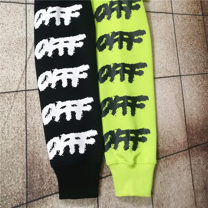 Высокое Качество OFF-WHITE 19SS OW splash ink graffiti cross arrow печать мужская пара толстовка с капюшоном