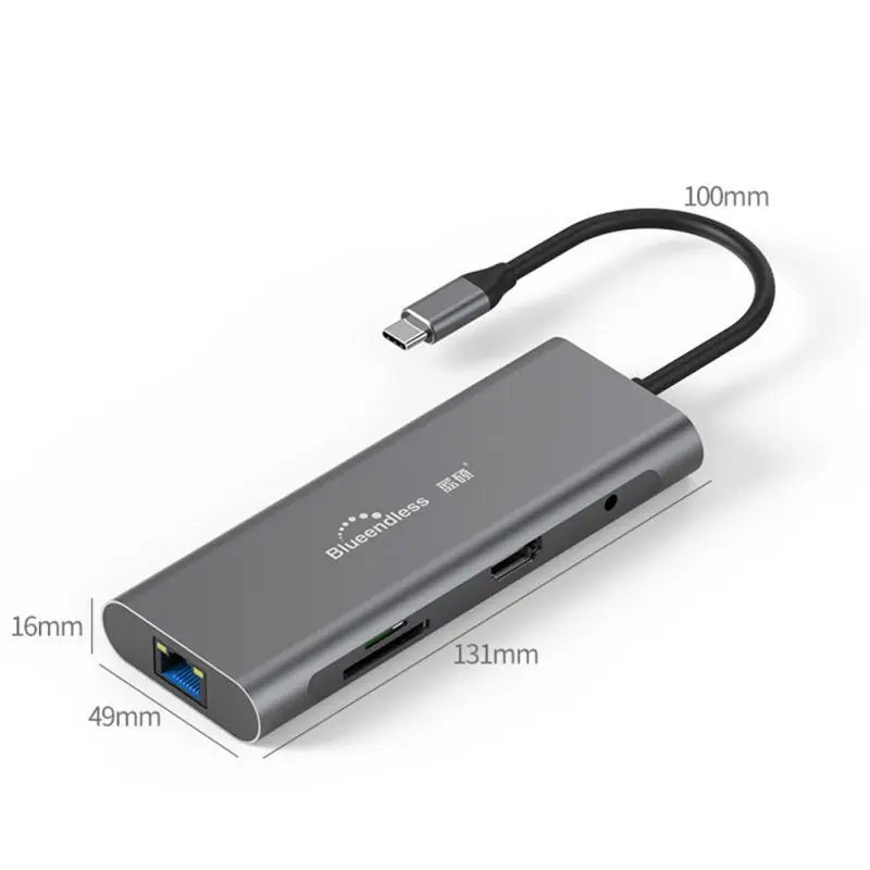 USB C на Hdmi VGA Ethernet адаптер многофункциональный концентратор 4K HD USB 3,0 концентратор 9 в 1 док-станции