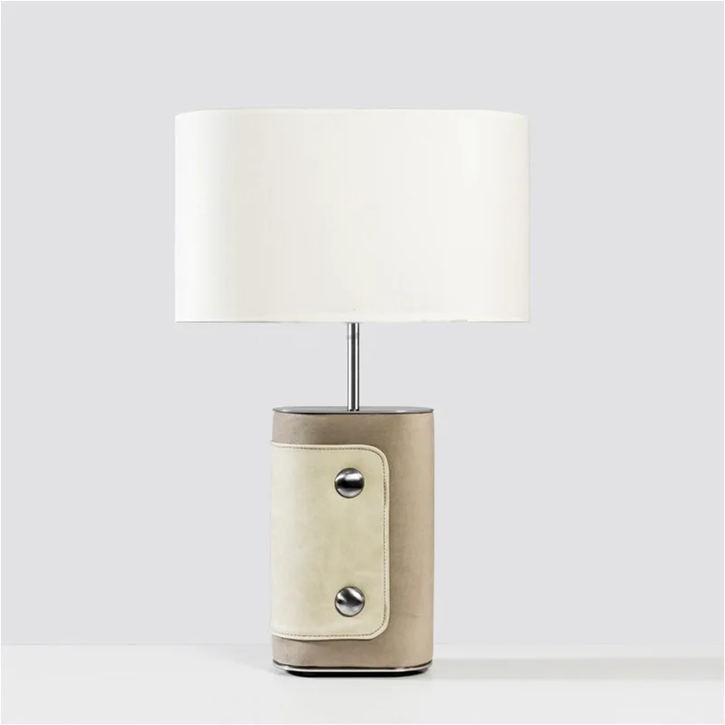 

Post Modern Light Luxury Simple Leather Art Table Lamp American Design Model Room Hall Bedroom Bedside Table Lamp