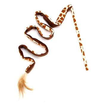 

Pet Cat Teaser Toys Feather Wand Leopard Printing Crinkle Kitten Cat Catcher Teaser Stick Cat Interactive Toys
