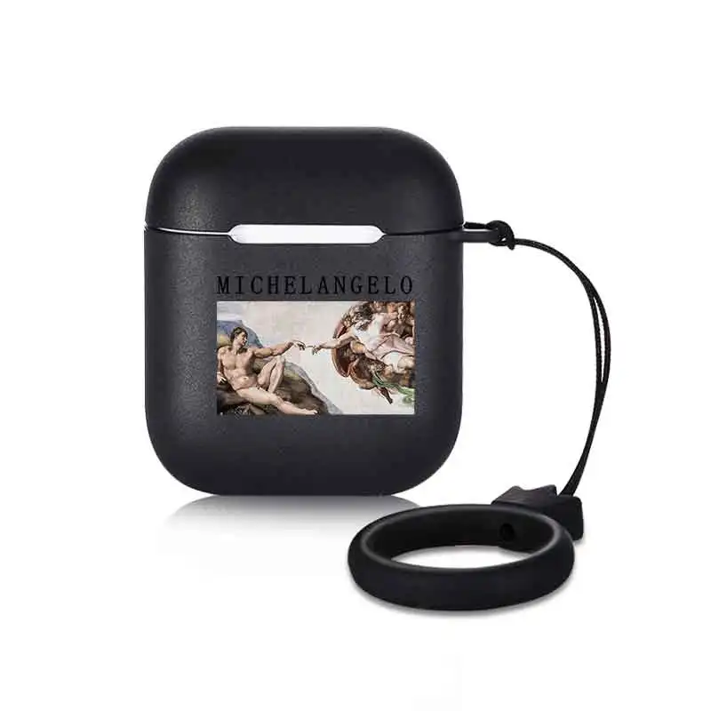 RBEI001I300156 Черный чехол для наушников для Airpods 1 2 чехол с ремешком в виде короны чехол с рисунком матовый чехол для наушников Аксессуары статуя - Цвет: RBEI001I300156