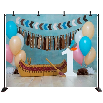 

Acejoker 1st Birthday Party Backdrop White Brick Wall Starfish Boat Decoration Baby Shower Photography Background Vinyl Studio