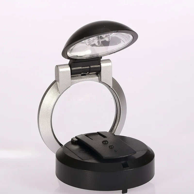 

Portable Folding Lighting Jewelry Magnifiers Table Top Stand Jewel Identify Helping Hand Magnifying Glass with Led Lamp 3x Loupe