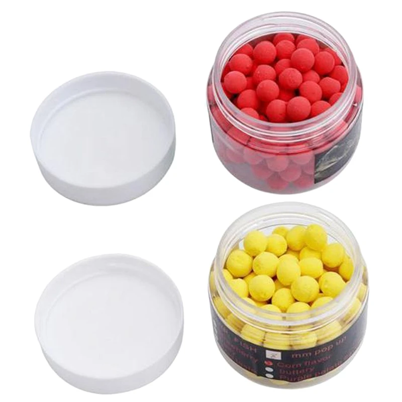 

2 Box Smell Pop Up Fishing Lure Boilies Floating Carp Baits Soluble in Water, 1 Box Yellow-Corn 14mm & 1 Box Red-Strawberry 14Mm