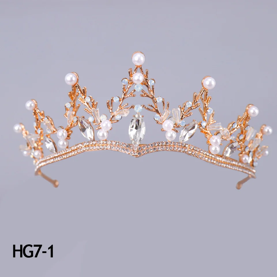 Детская корона принцессы, милые водные сверла, аксессуары для волос для малышей, корона для маленькой девочки, украшение для головы, Цветочная девочка - Цвет: HG7-1
