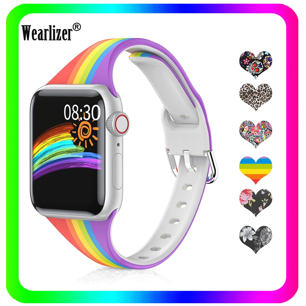 Силиконовый ремешок Wearlizer для Apple Watch Band водонепроницаемый тонкий спортивный