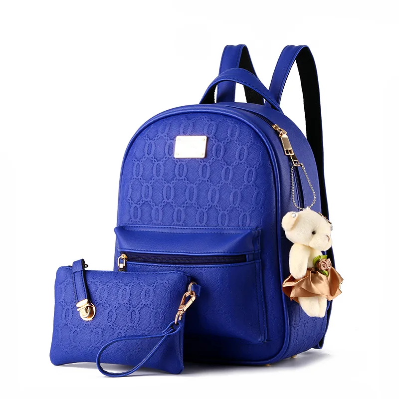 Женский кожаный рюкзак, Модный женский рюкзак, школьные сумки для девочек-подростков, водонепроницаемый Противоугонный рюкзак, mochila mujer - Цвет: Синий