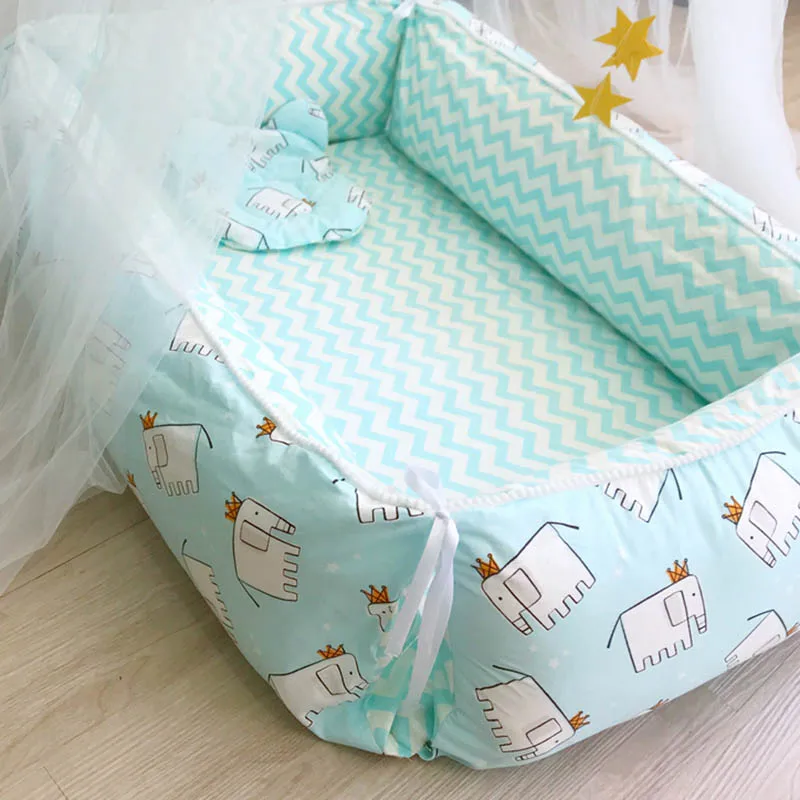 Переносная люлька детская кровать для новорожденных Детское гнездо кровать подушка Колыбель путешествия Съемный складной малыш спальный