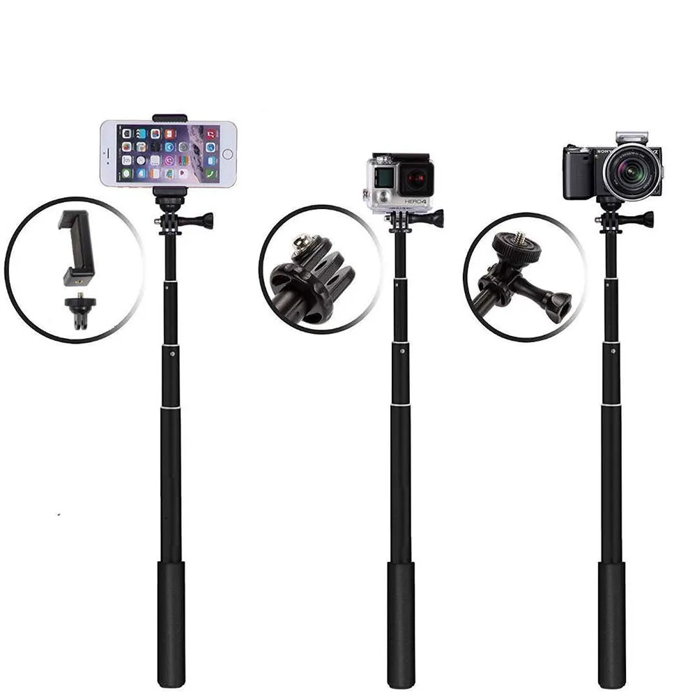 

Portable aluminum alloy stretch telephoto stick, Gopro camera Mini mobile phone Bluetooth selfie stick for Iphone /redmi note 7/