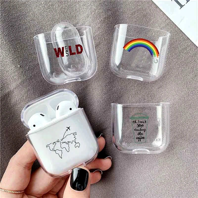 

Cute Map Transparent Hard Earphone Case For Apple Airpods Clear Bluetooth Accessories For Airpods Case Plastic Protective Cover