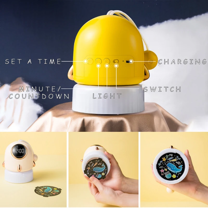 LED Tragbare Uhr Projektion Nacht Lampe Rakete Stil Schlafzimmer Nacht Küche Dekoration USB Tisch Licht Weihnachten Party Geschenk_voghion.com