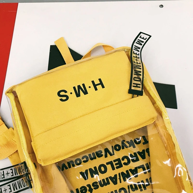 ABZC-Harajuku, женские рюкзаки из чистого холста с буквами, школьные сумки для девочек-подростков, Женский качественный рюкзак для путешествий, сумка для книг желтого цвета