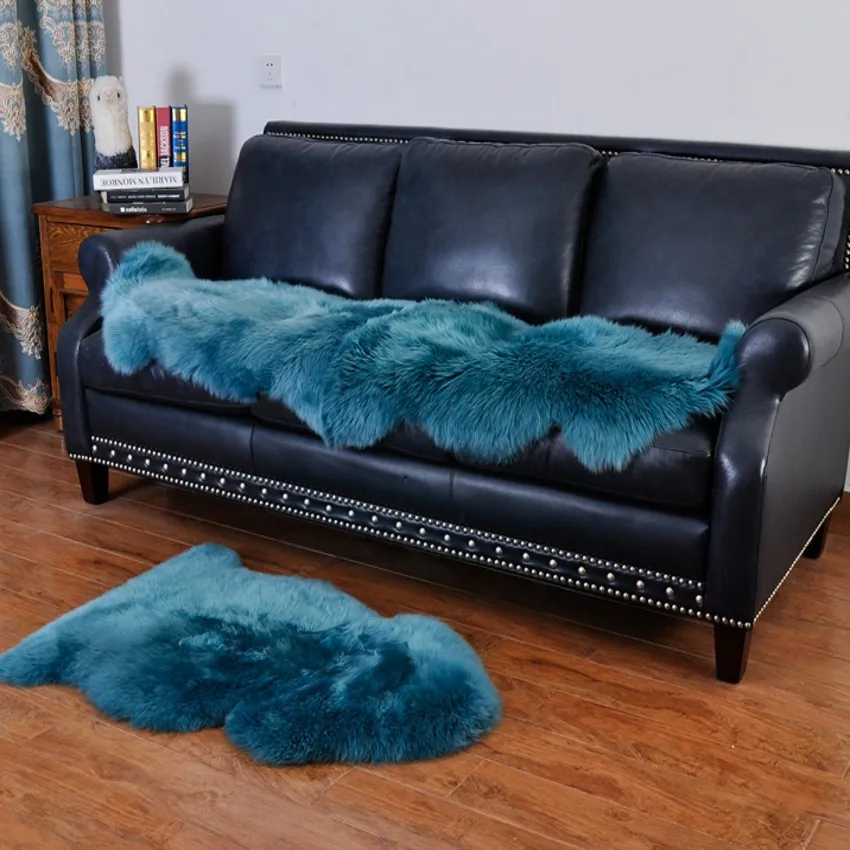 Новое озеро синий цвет Высокое качество 1P настоящий Полный Пелт новозеландская овчина ковер 70*100 см, черный мохнатый овечий мех украшение ковер