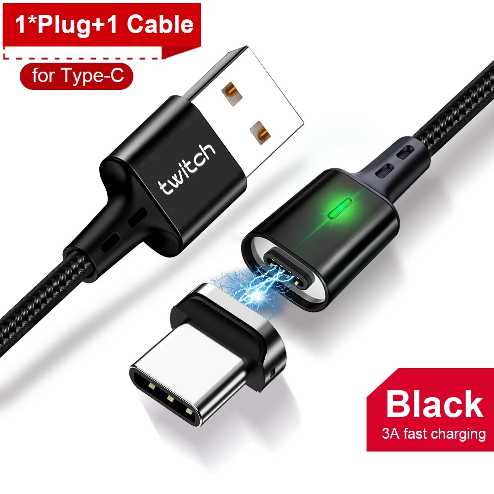 Магнитный кабель 3а usb type-C для samsung S10 S9 Plus, кабель для быстрой зарядки и передачи данных для Xiaomi Redmi Note 10 8 Pro, магнитный кабель type-C