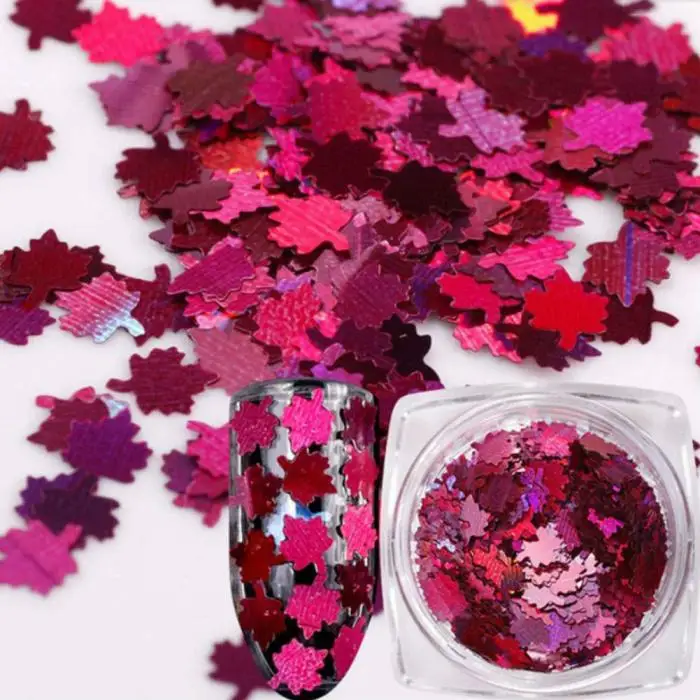 High 12pcs Leaves Nail Art Sequins Manicure Decor DIY Stickers Nail Glitter Sticker Supplies KTC 66