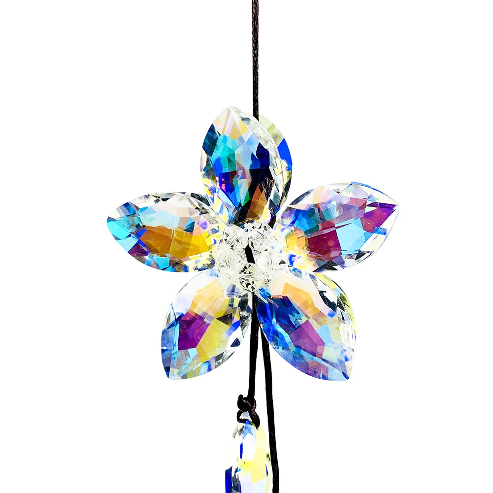 Car Hanging Ornament Rearview Mirror Hanging Ornaments Crystal 3D Flower Car Pendant Lucky Auto Interior Decoration Accessories 5