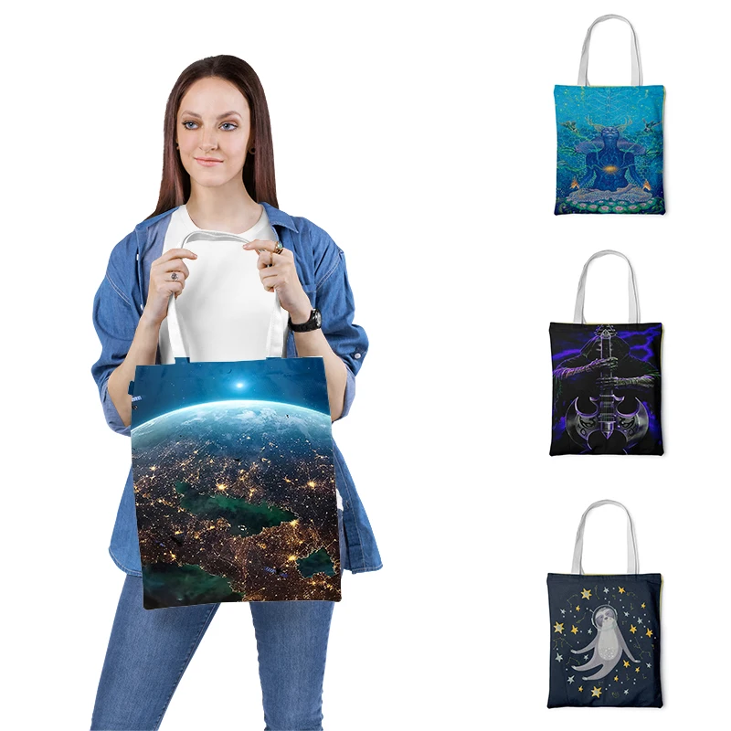 

Ladies Handbags Canvas Tote Bag Cloth Shoulder Shopper Bags for Women Eco Foldable Reusable Shopping Bags Grocery bolsa