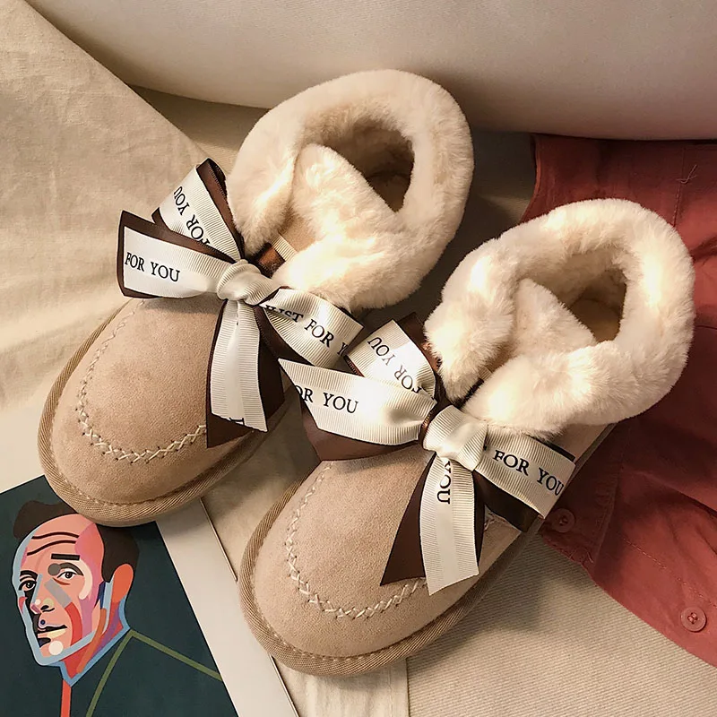 Beige Полусапожки женские;Зимние женские ботинки; теплая плюшевая обувь; ботильоны для женщин; зимние ботинки; женские зимние ботильоны с круглым носком; зимняя обувь;кроссовки зимние женские - Цвет: Beige