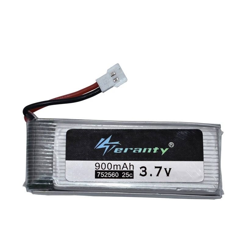 900mah 3,7 V аккумуляторная батарея для X5 X5C 8807 8807W A6 A6W M68 Rc Дрон запасные части Аксессуары 3,7 v lipo батарея 752560 1 шт - Цвет: Black