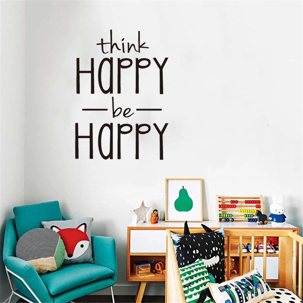 

think Happy be Happy wall sticker English Proverbs home decor living room bedroom decoration Mural wallpaper creative stickers