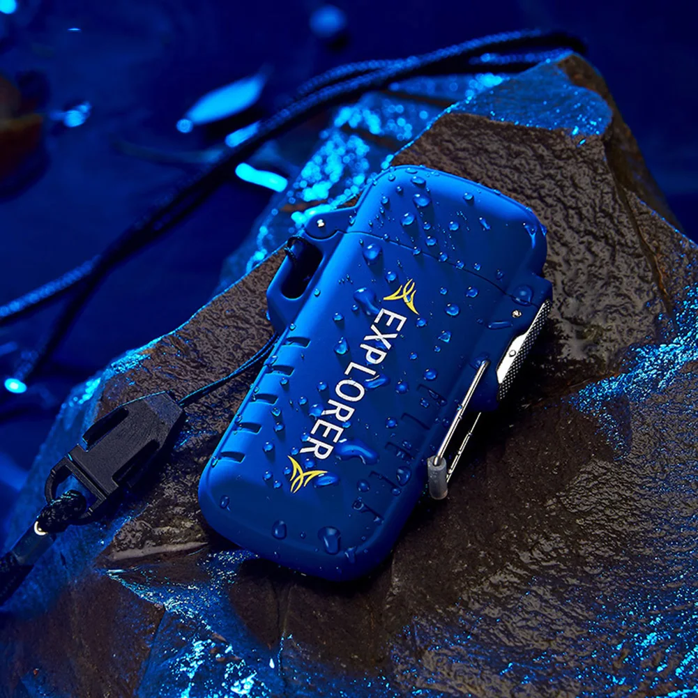 Наружная перезаряжаемая через USB Зажигалка Ветрозащитная Водонепроницаемая беспламенная двойная дуговая электрическая зажигалка