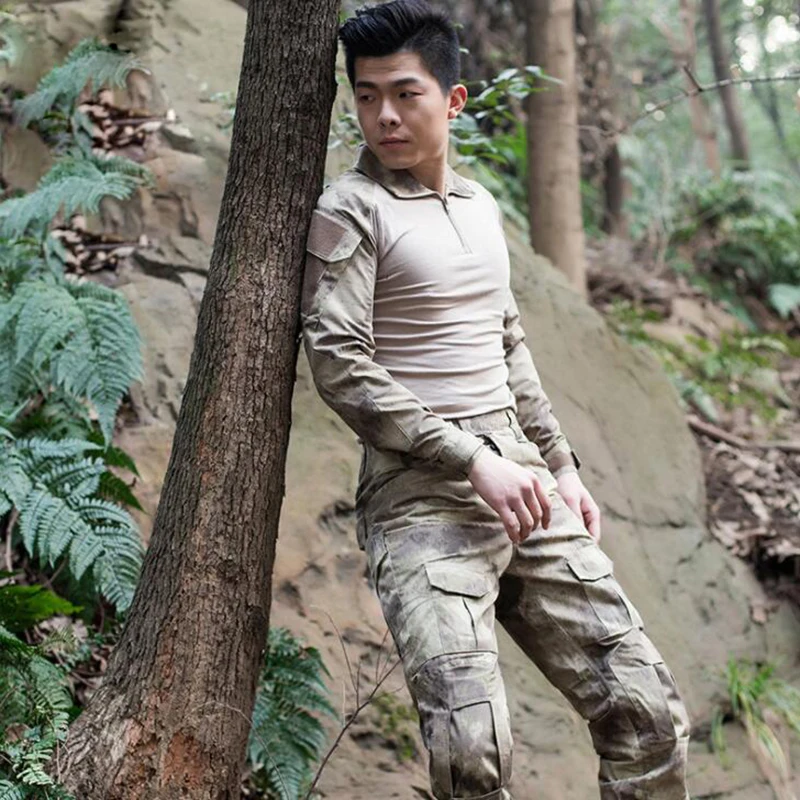 Tactical Uniform Suit Men Shirt + Pants Kryptek Camo Set