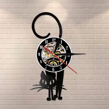 

Kitty Cat Vinyl Record Wall Art Modern Wall Clock Kitten Retro Handmade Hanging Timepieces Clock Watch Home Decor Cat Lover Gift