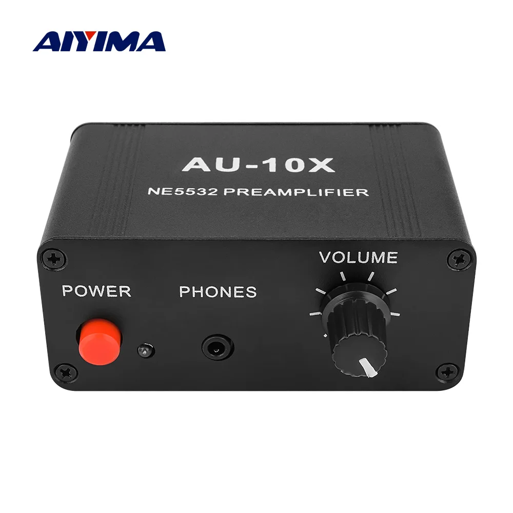 

AIYIMA NE5532 Stereo Music Audio Signal Pre Amplifier Amp Headphone Amplifier Gain 20db RCA 3.5MM Volume Control Tone Preamp 12V