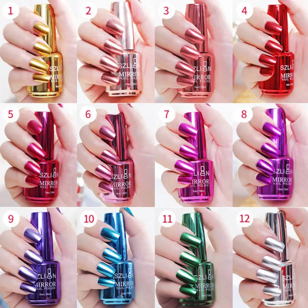 Лак для ногтей быстросохнущее Металлизированное украшение для ногтей цветная серия блеск DIY лак для ногтей 18 мл