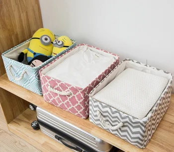 

Cube Canvas Fabric Storage Basket Clothes Folding Storage Box For Nursery Underwear Toy Organizer Laundry Basket With Handle