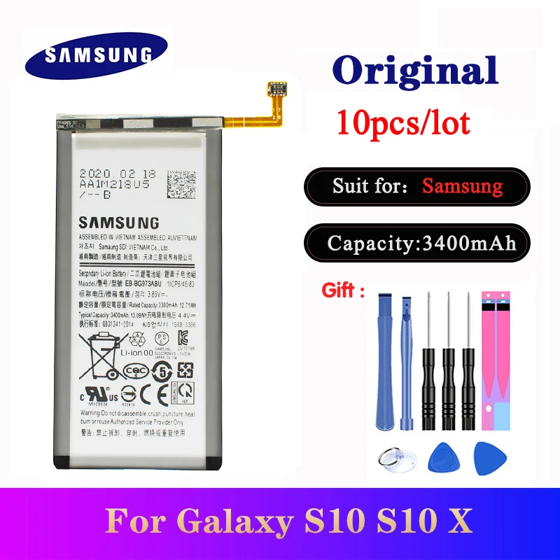 10 шт./лот EB BG973ABU Оригинальная батарея для Samsung Galaxy S10 X SM G9730 G973 G973F G973U G973W Bateria