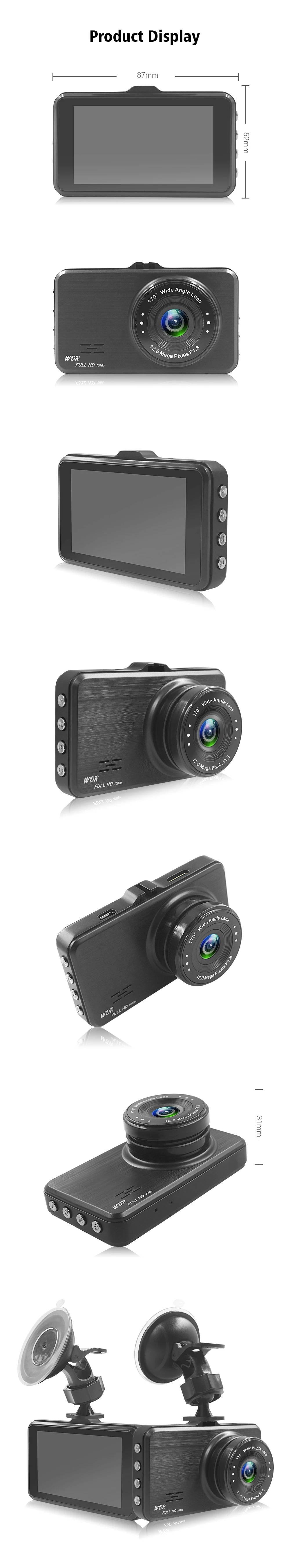 3-дюймовый Full HD 1080P вождение автомобиля Регистраторы Автомобильная камера цифровой видеорегистратор Двойной объектив Dashcam с детектором движения Ночное Видение G Сенсор