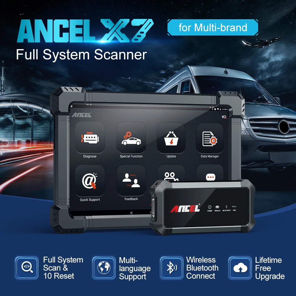 ANCEL X7 Obd2 Professional Diagnostic Auto Full System Multilingual Free Update BMS EPB ABS Oil Reset Auto Car Diagnostic Tool auto battery charger