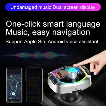 

Car Bluetooth 5.0 Wireless FM Transmitter,Quick Charge with Dual USB, PD3.0 6XDB