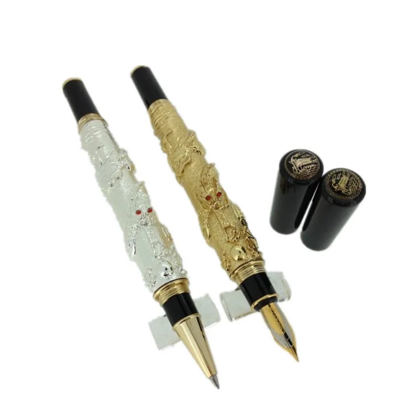 

High Quality NOBLE GOLDEN Fountain pen ink pen nib DRAGON EMBOSSED luxury Stylo plume Caneta Stationery Penna stilografica 03842