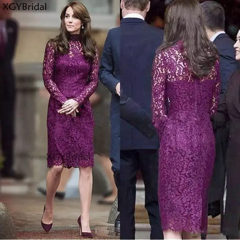 

New Arrival Sheath Mother Of The Bride Dresses Lace Sleeves Knee Length Groom Mother Dress For Wedding Robe de Soirée de Mariage