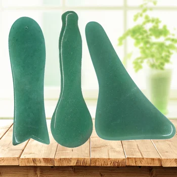 

New Massage Tool Guasha Board Natural green jade scraping plate scraper stone massager thin slimming face